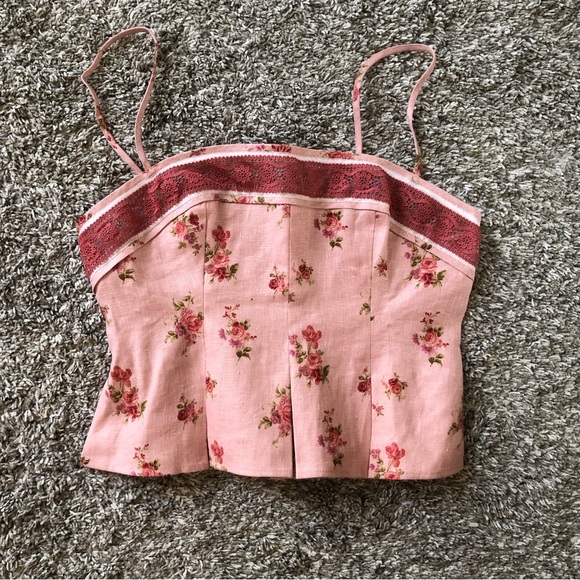 Reformation Meryl Linen Top Sz4 Tea Time - Picture 3 of 6